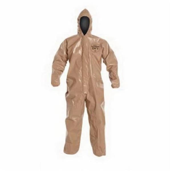 Standard Coverall With Attached Hood,, 4XL, Tan, 18 Mil Tychem 5000, 6PK